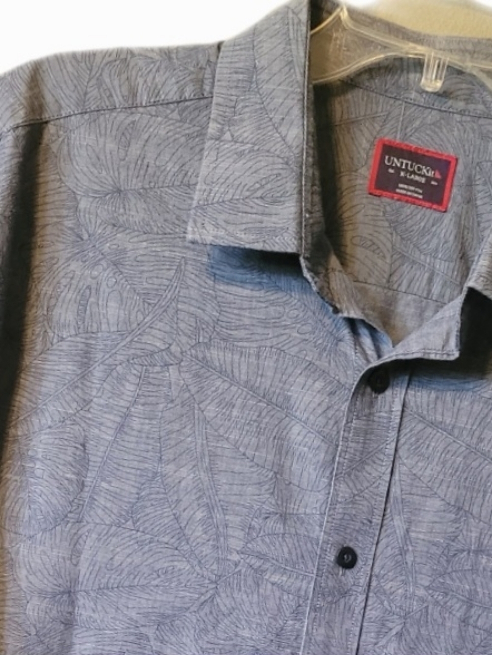 UNTUCKit Shirt Mens XL Blue Palm Leaf Cotton Short Sleeve Button-Down Resortwear